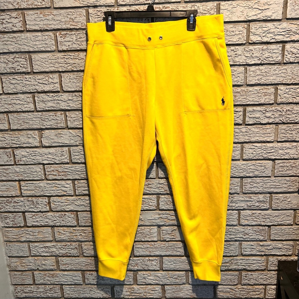 Polo Ralph Lauren Yellow Fleece Joggers Sweatpants XL Pony Logo